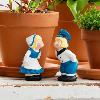 Miniature Kissing Dutch Couple Statues